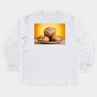 Bread buns on a plate Kids Long Sleeve T-Shirt